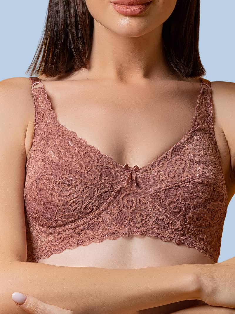 Lacy Lustre Non Padded Full Coverage Bra And Panty Set in Mauve | Bold & Bae Fashion