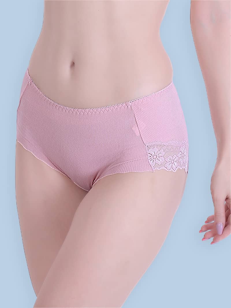 Lace Embrace Mid Waist Panty In Pink | Bold & Bae Fashion