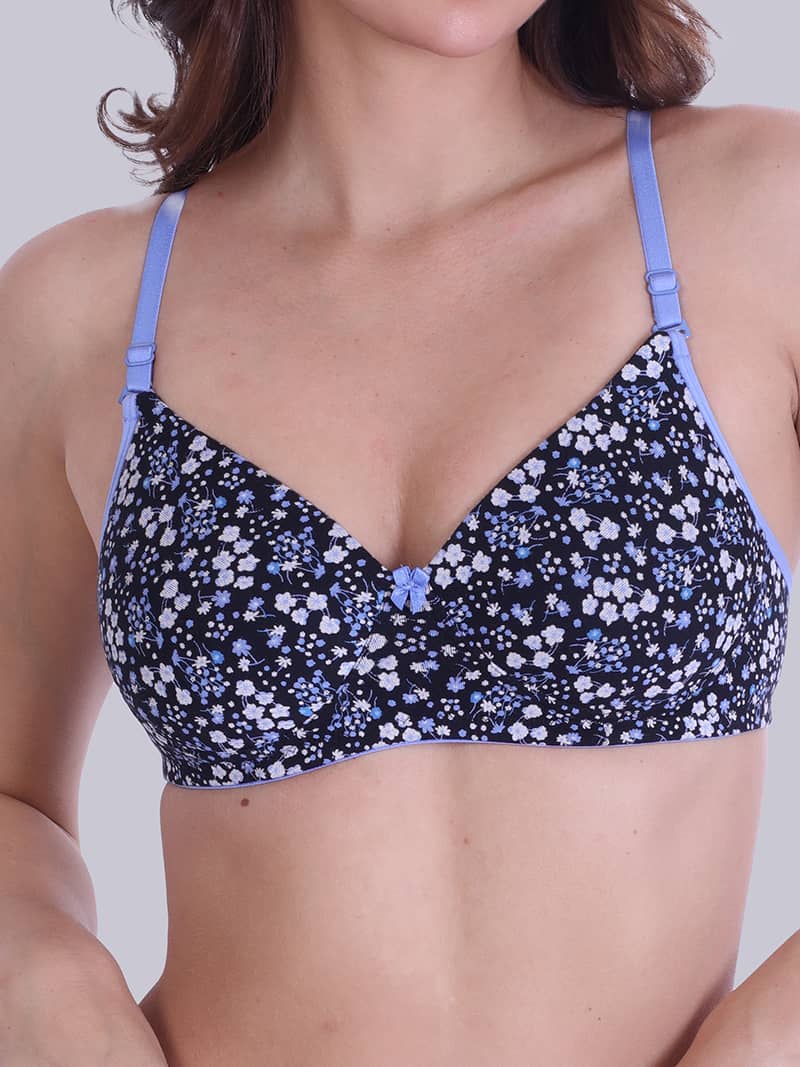 Print Perfection Padded Full Coverage Bra And Panty Set In Blue  | Bold & Bae Fashion