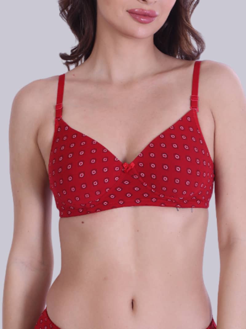 Print Perfection Padded Full Coverage Bra And Panty Set In Red | Bold & Bae Fashion
