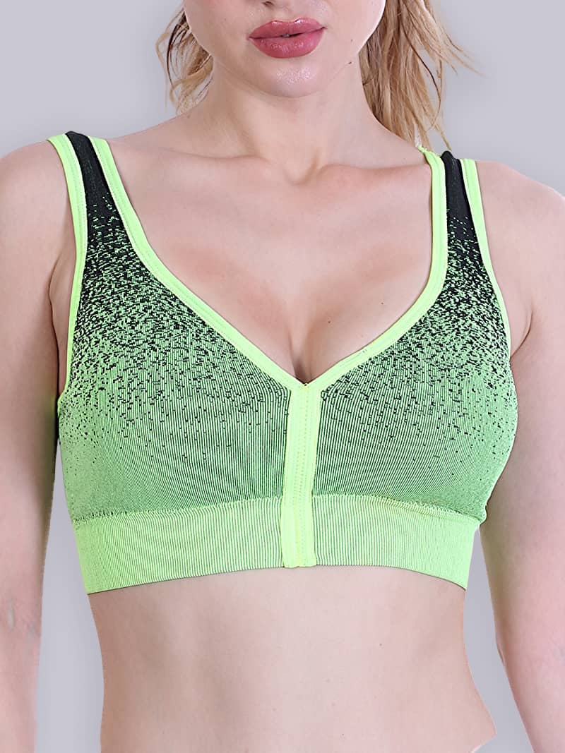 BossFitted Neon Green and Black Padded Sports Bra