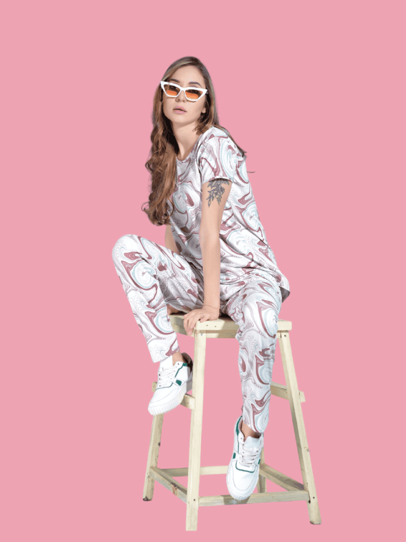 Women's Rayon Printed Stylish Top & Pyjama Set In Pink | Bold & Bae Fashion
