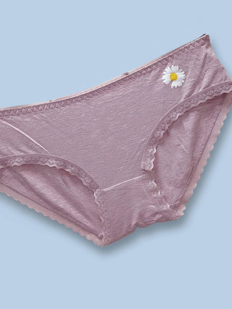 Lacy Floral Medium Coverage Low Waist Panty in Purple | Bold & Bae Fashion