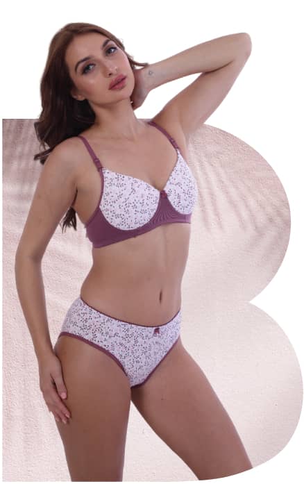 Print Perfection Padded Full Coverage Bra And Panty Set In Purple | Bold & Bae Fashion