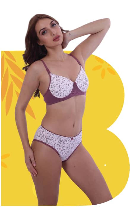 Print Perfection Padded Full Coverage Bra And Panty Set In Purple | Bold & Bae Fashion