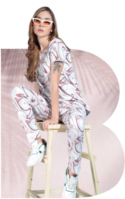 Women's Rayon Printed Stylish Top & Pyjama Set In Pink | Bold & Bae Fashion